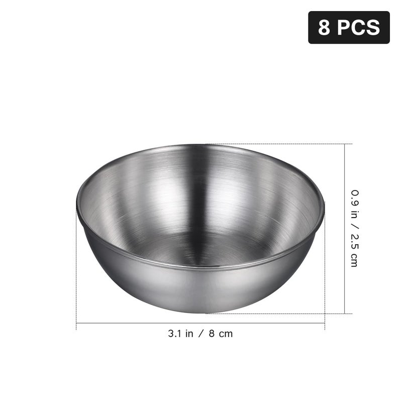 Hemoton Healeved 8pcs Stainless Steel Sauce Dishes Round Seasoning Dishes Sushi Dipping Bowls Saucers Bowl Mini Appetizer Plates Seasoning Dish Saucer Plates Mini Bowls 3.15 Inch - Image 3